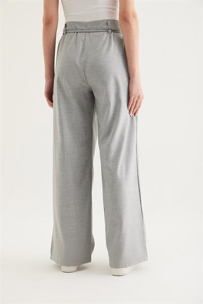 Kendinden Kemerli Cepli Bol Pantolon Gri