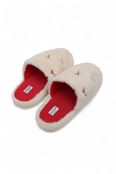 Kadın Sessiz Taban Motifli Ev Terliği