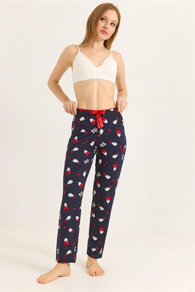 Beli Lastikli Lacivert Pijama Altı