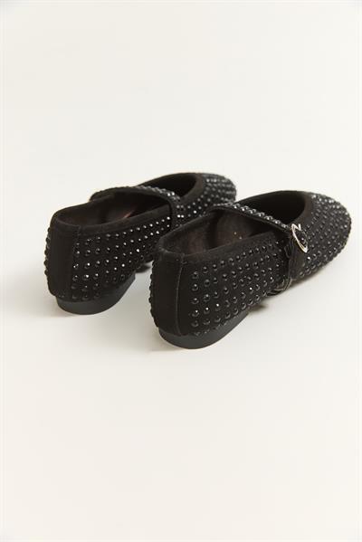 Tek Bant Taş Detaylı Kadın Babet Siyah