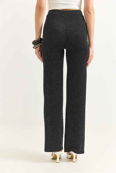 Kadın Bol Dökümlü Simli ŞIK Pantalon Siyah