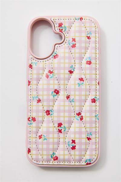 İphone 17 Uyumlu Çiçek Desenli Kabartmalı Kılıf Pembe