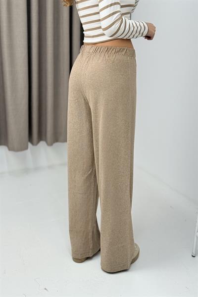 Kadın Triko Bej Salaş Pantolon  