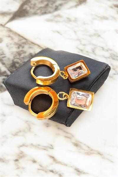 Sarkıt Taşlı Küpe Gold