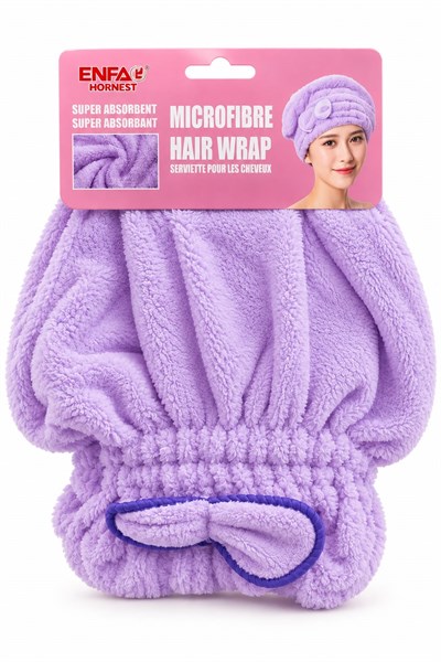 Mikrofiber Saç Kurutma Bonesi Lila