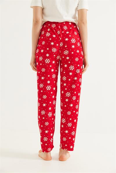 Beli Lastikli Kadın Pijama Altı Kırmızı