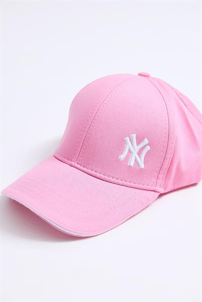Ny Nakışlı Düz Şapka Pembe