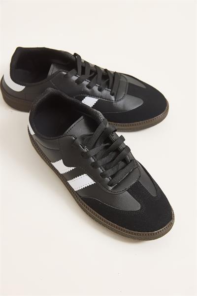 Çift Bant Samba Model Ayakkabı Siyah