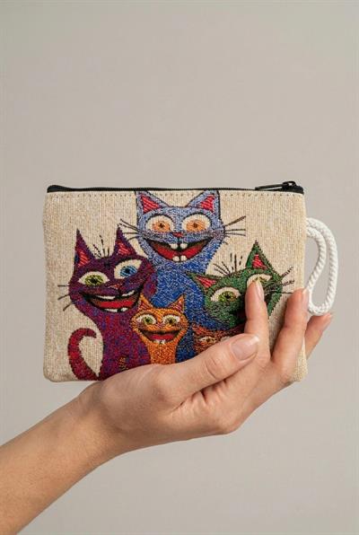 Goblen Kedi Desen Hediyelik Cüzdan Karışık