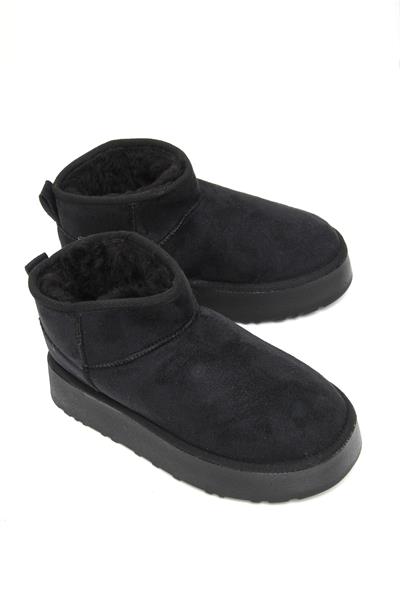 İçi Kürklü Süet Kadın Ayakkabı Siyah