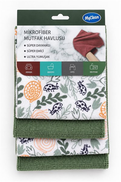 4lü Mikrofiber Bez Yeşil