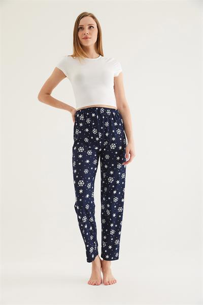 Beli Lastikli Kadın Pijama Altı Lacivert