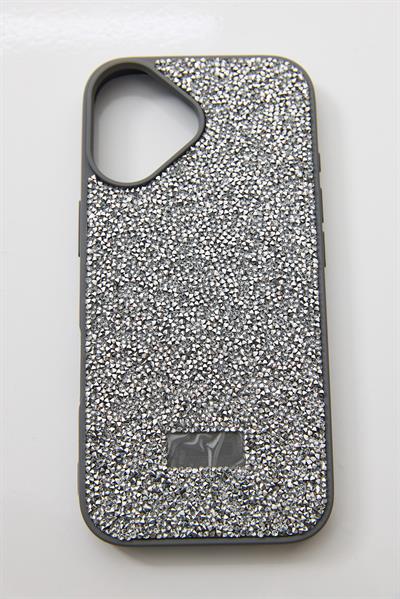 İphone 17 Uyumlu Full Taş Detaylı Swarovski Kılıf Gri