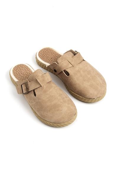 Kadın Önü Kapalı Tek Tokalı Vizon Terlik 