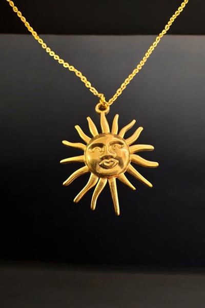 Altın Kaplama Görünümlü Zincir Güneş Kolye Gold