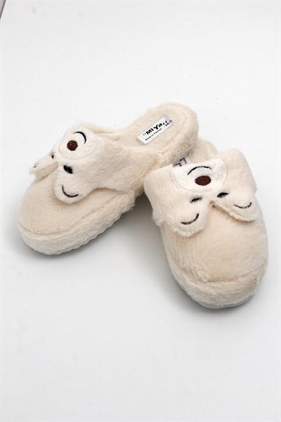 Peluş Model Önü Kapalı Ev Terliği Bej