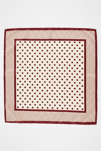 Puantiye Desenli 45X45 Ölçülü Fular Bordo
