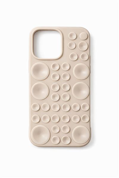 İphone 16 Pro  Uyumlu  Vantuzlu ve Pop-it Özellikli Kılıf Krem