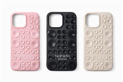 İphone 16 Pro  Uyumlu  Vantuzlu ve Pop-it Özellikli Kılıf Krem