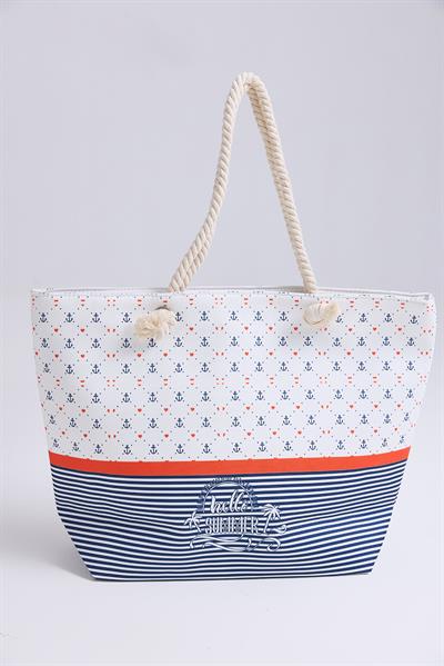 Fermuarlı  Kadın  Plaj  Çantası Mavi