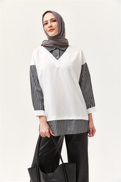 Gömlek Garnili Manşetli Füme