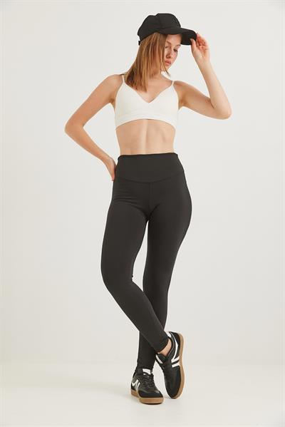 Yüksek Bel Toparlayıcı Alo Baskılı Tayt Siyah