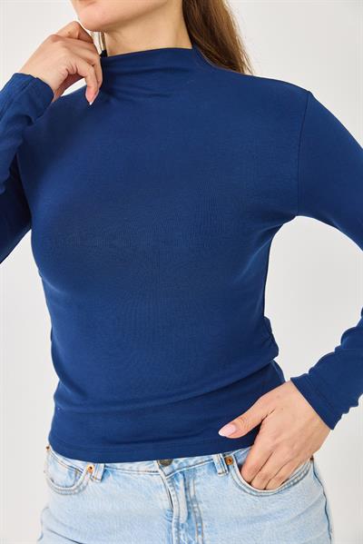 Boğazlı Kaşmir Transparan Uzun Kollu Bluz Saks