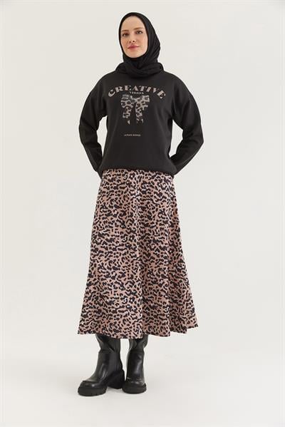 Leoparlı Etekli Scuba İkili Takım Siyah