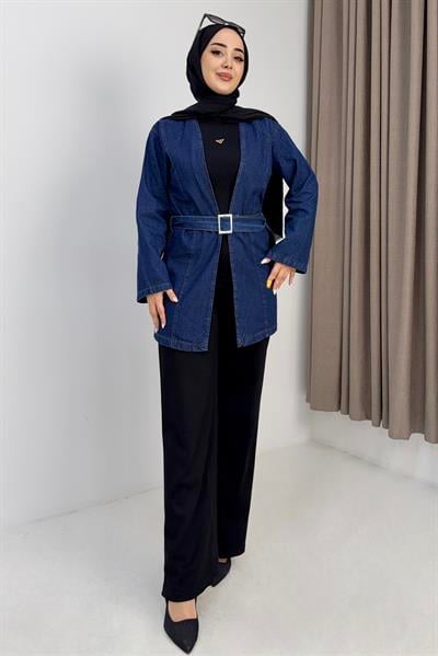 Kadın Kuşaklı Jena Kimono Lacivert