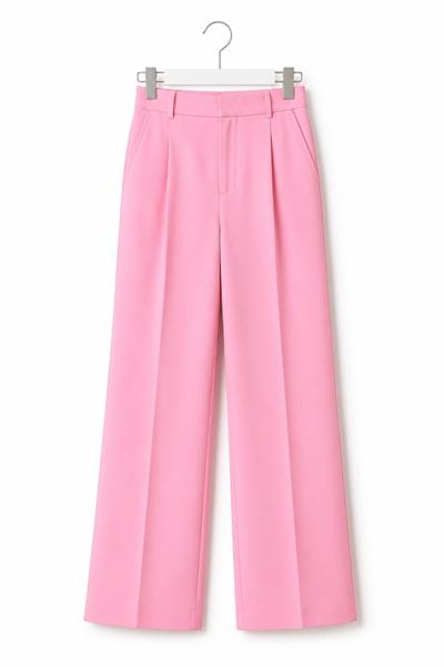 Kadın Beli Lastikli Salaş Rahat Kumaş Pantolon Pembe