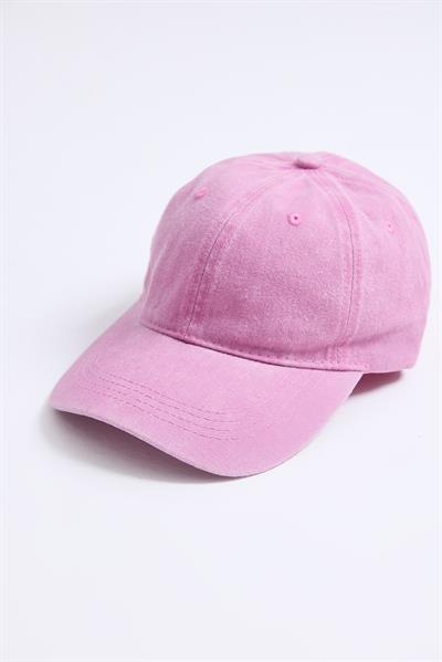 Eskitme Model Yıkamalı Düz Şapka Açık Pembe