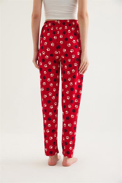 Beli Lastikli Kadın Pijama Altı Kırmızı