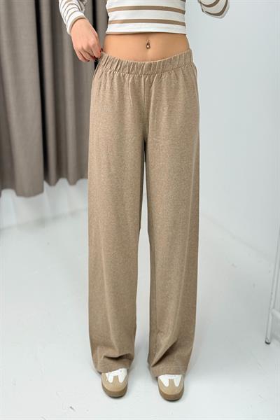 Kadın Triko Bej Salaş Pantolon  