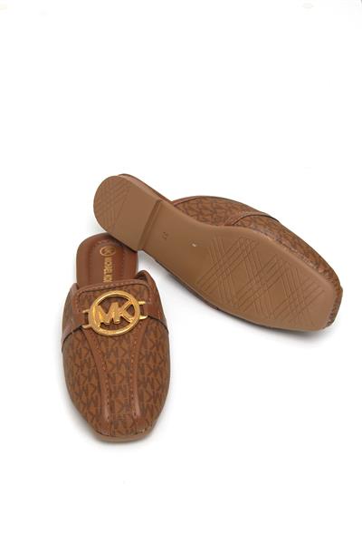 MK Aksesuarlı Şık Kadın Terlik Taba