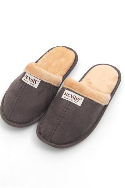 İçi Yünlü Önü Kapalı Ev Terliği Antrasit