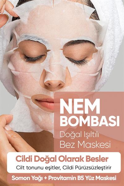  4lü Somon Yağı Hyaluronik Asit Nem Bombası Kağıt Yüz Maskesi 15 ml