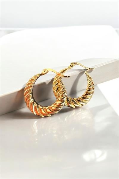 Burgulu Vintage Halka Küpe Gold