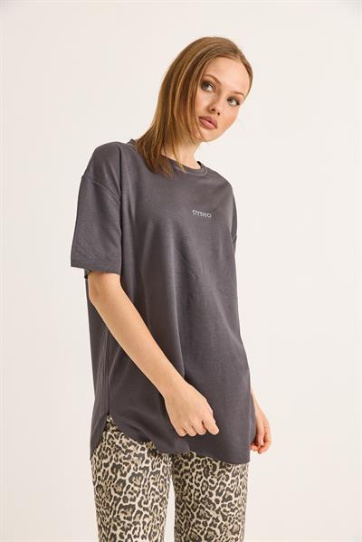 Bisiklet Yaka  Oysho Basic Tshirt Füme