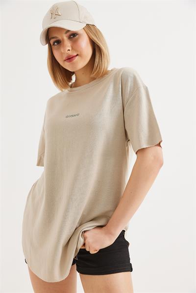 Bisiklet Yaka  Oysho Basic Tshirt Taş