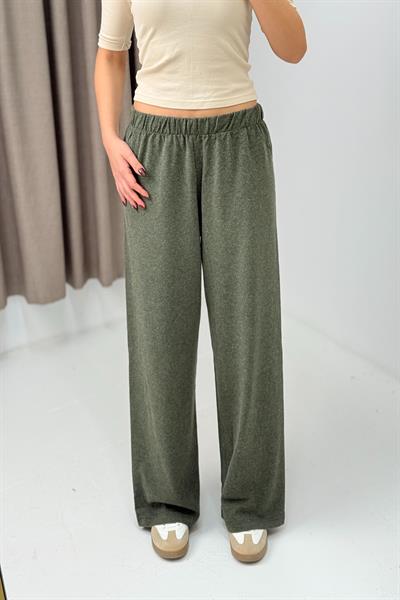 Kadın Triko Haki Salaş Pantolon  