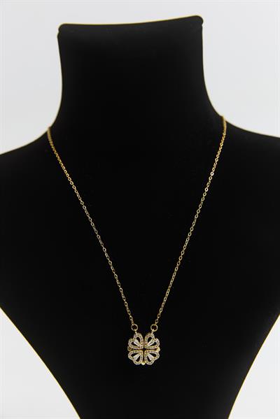 Açılan Yonca Altın Kaplama Zincir Kolye