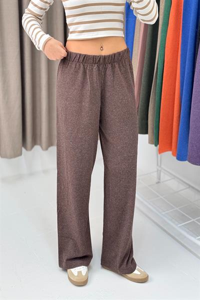 Kadın Triko Kahverengi Salaş Pantolon  