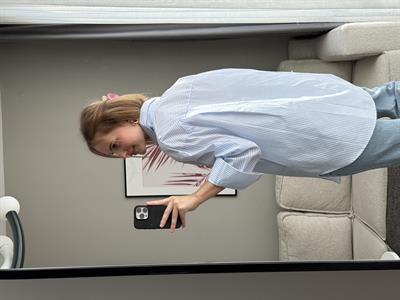 Çizgi Desenli  Rahat Kesim Kadın Gömlek Mavi