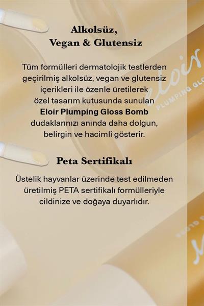 Eloir Lip Plumping Gloss Bomb Bare Dudak Parlatıcıs Nemlendirici Dolgunlaştırıcı Şeffaf