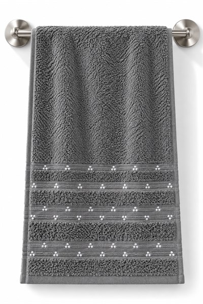 Dikiş Detaylı 85X45 Ölçülü El-Yüz Havlusu Gri