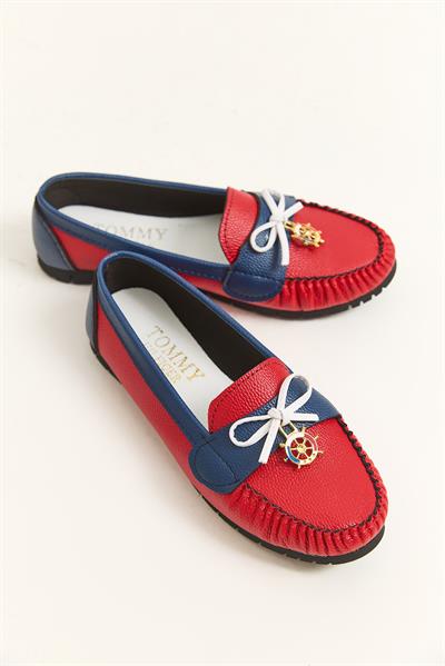 Loafer Model Fiyonk Detaylı Ayakkabı Kırmızı