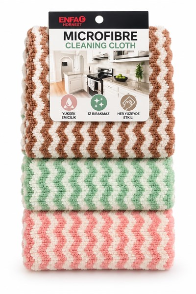 3lü Mikrofiber Bez Karışık Renkli