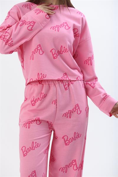 Barbie Baskılı Eşofman Takım Pembe