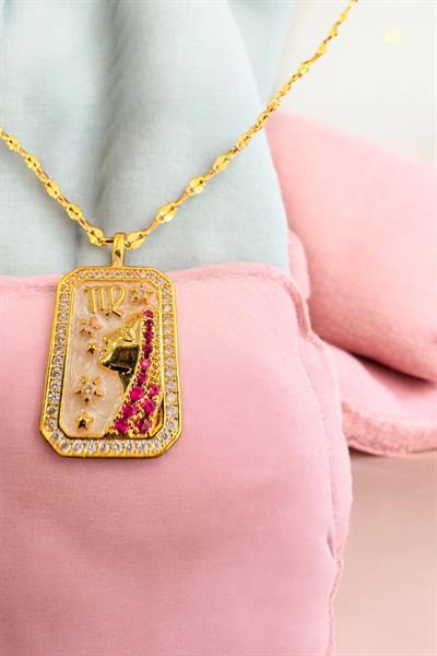 Başak Burcu Altın Rengi Kaplama Çelik Kolye Gold