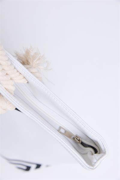 Kadın Desenli Plaj Çantası Beyaz